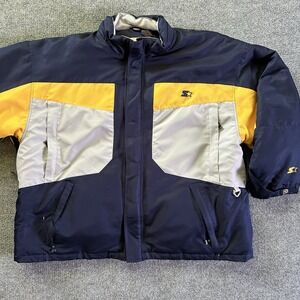 Starter Jacket Men XXXL Navy Yellow Down Puffer VTG Ski Puffer Coat Wolverine